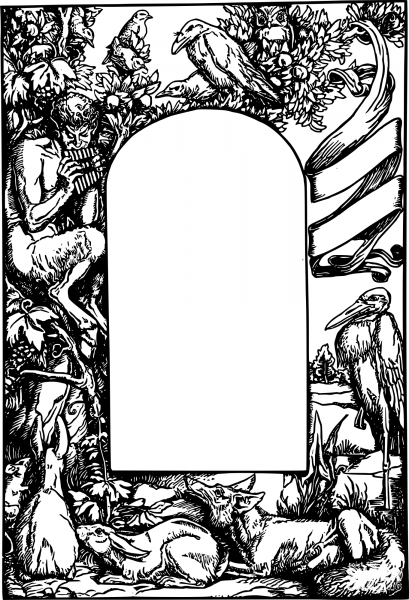 Vintage Mythical Animals Frame coloring page image