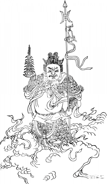 Vintage Mythical Chinese Character coloring page image