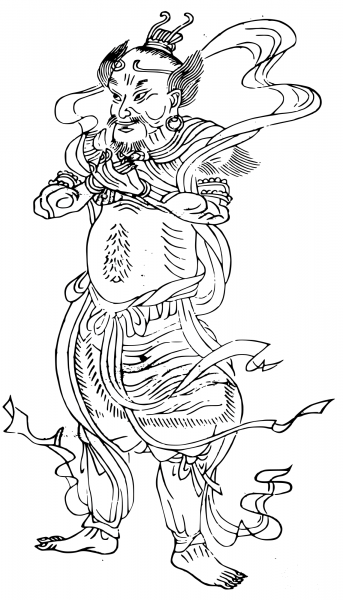 Vintage Mythical Chinese Character coloring page image