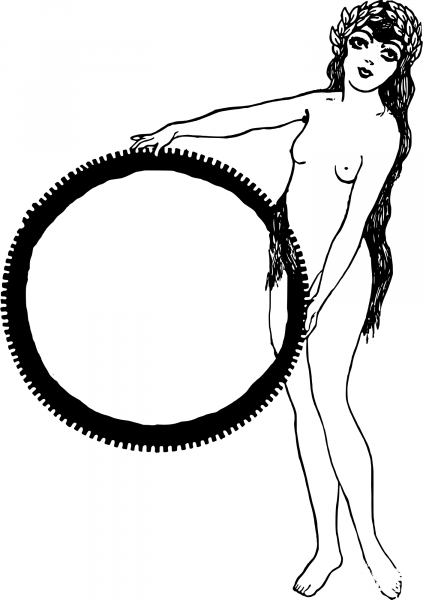Vintage Naked Lady Hoop Frame coloring page image