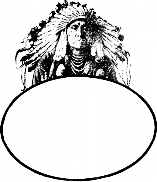 Vintage Native American Man Circle Frame coloring page image