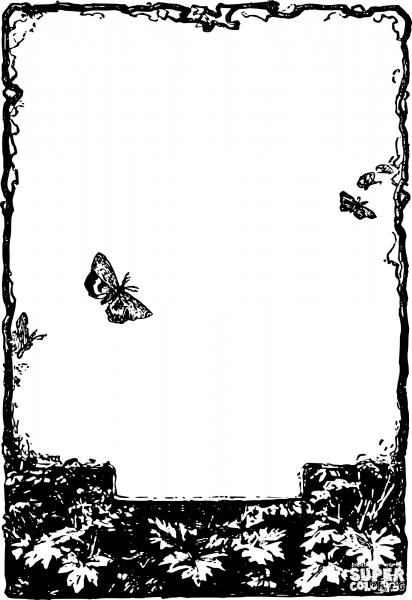 Vintage Nature Flowers Frame coloring page image