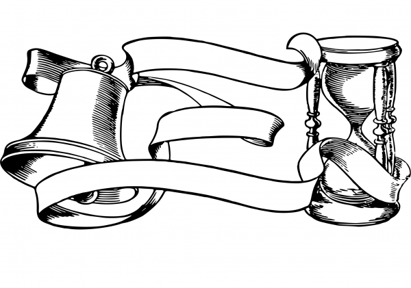 Vintage New Year Banner coloring page image