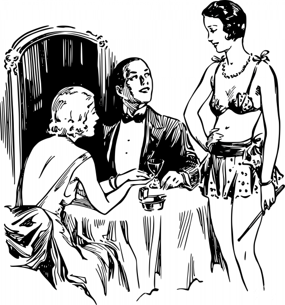 Vintage Night Club Scene coloring page image