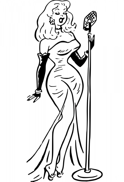 Vintage Nightclub Singer coloring page image