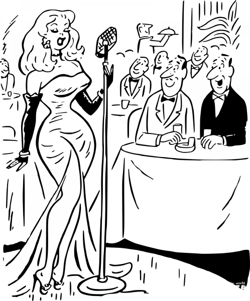 Vintage Nightclub Singer coloring page image