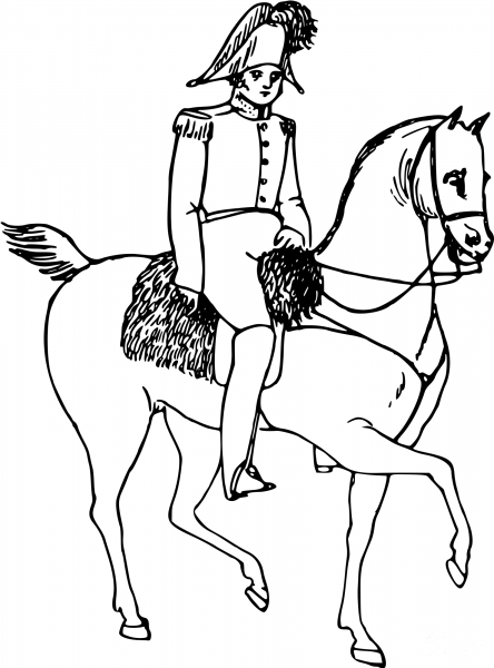 Vintage Nobleman on Horseback coloring page image