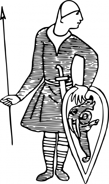 Vintage Norman Bayeux Tapestry Style coloring page image
