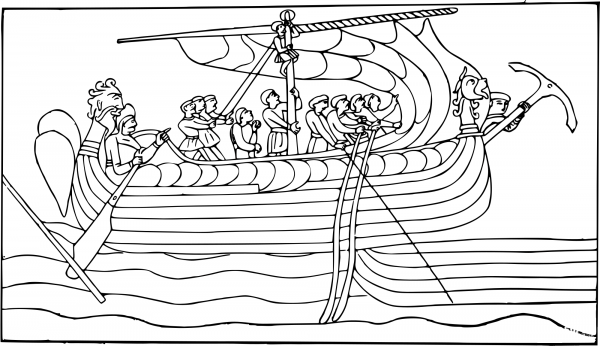 Vintage Norman Ship coloring page image