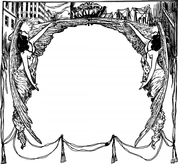 Vintage Nude Angel Frame coloring page image