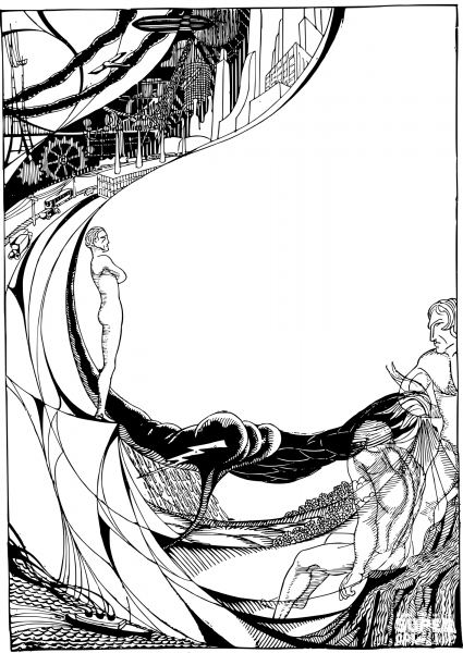 Vintage Nude Men Science and Nature Frame coloring page image