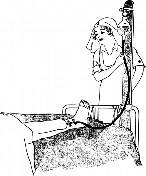 Vintage Nurse and Leg coloring page image