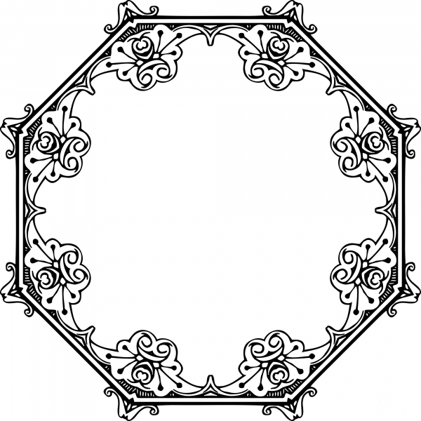 Vintage Octagonal Frame coloring page image
