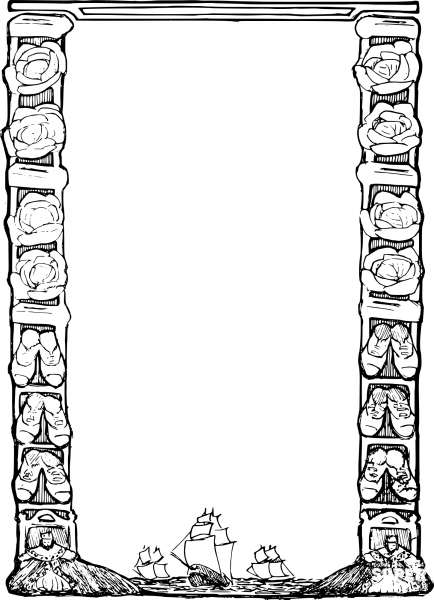 Vintage Odd Boat Frame coloring page image