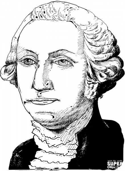Vintage Odd George Washington coloring page image