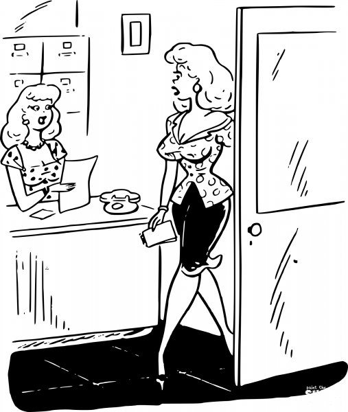 Vintage Office Women Talking coloring page image