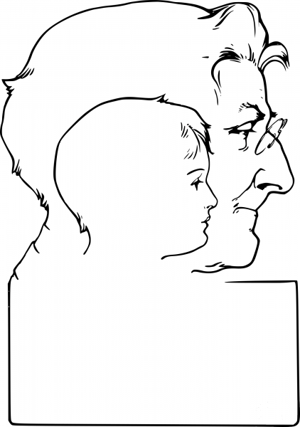 Vintage Old and Young Border coloring page image