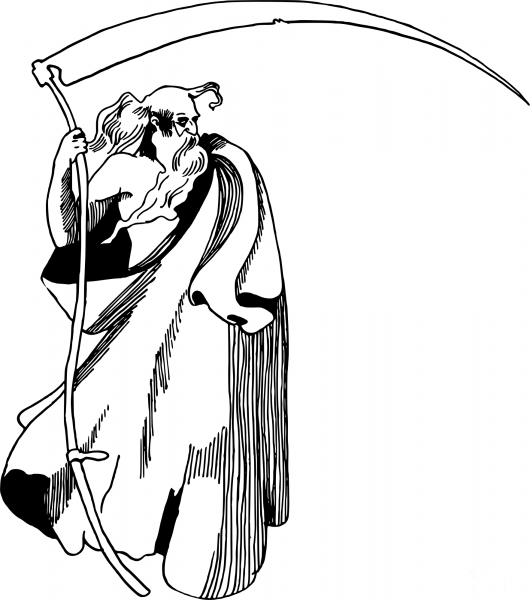 Vintage Old Father Time coloring page image