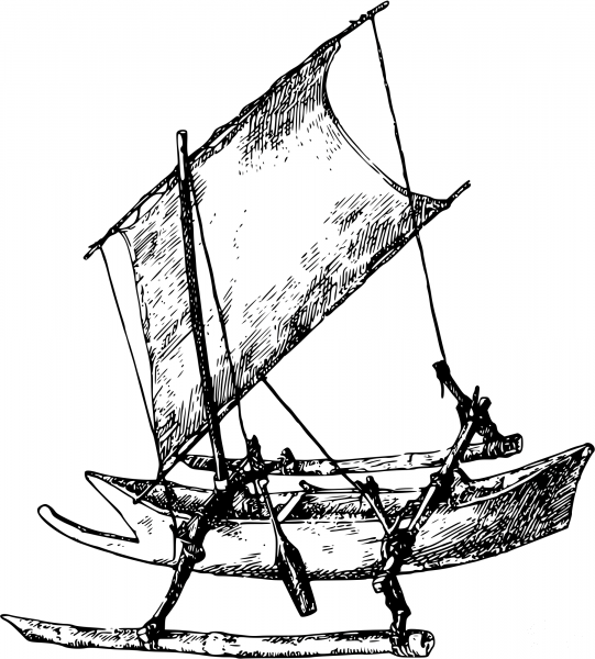 Vintage Old Indonesian Boat coloring page image