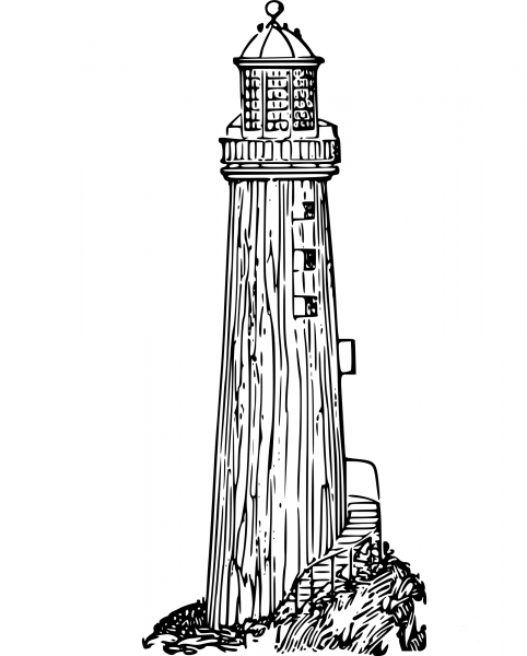 Vintage Old Lighthouse coloring page image