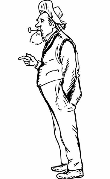 Vintage Old Man Pointing coloring page image
