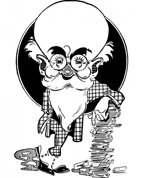 Vintage Old Man with Mail coloring page image