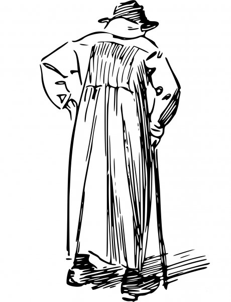 Vintage Old Man with Walking Stick coloring page image