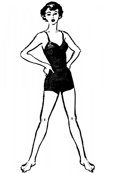 Vintage One Piece Bathing Suit coloring page image