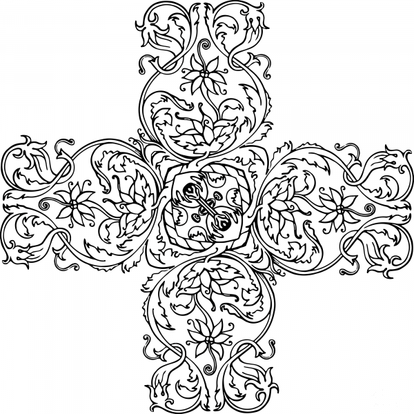 Vintage Ornamental Cross coloring page image