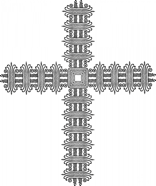 Vintage Ornamental Cross coloring page image