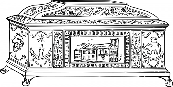 Vintage Ornate Casket coloring page image