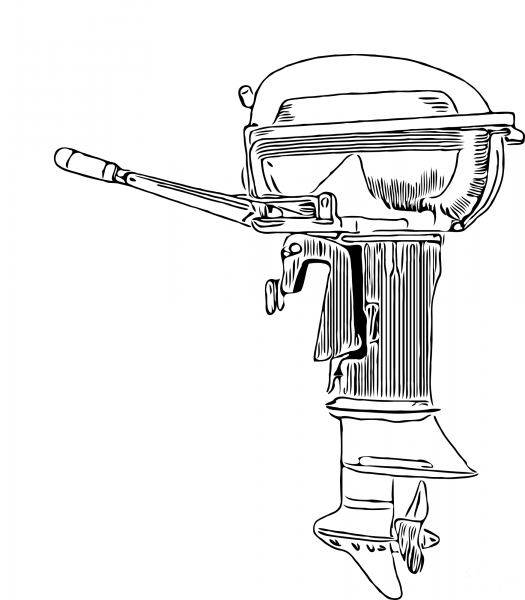 Vintage Outboard Motor coloring page image