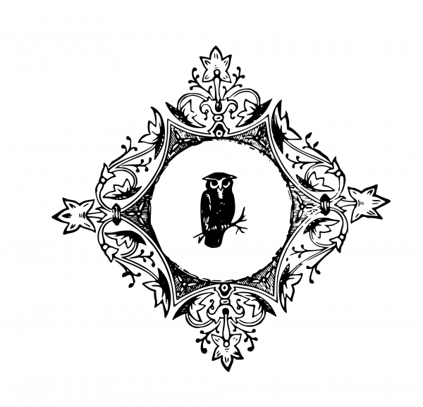 Vintage Owl in Frame coloring page image