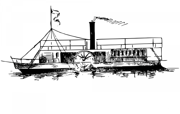 Vintage Paddle Steamer coloring page image