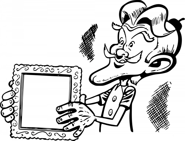 Vintage Painter with Frame coloring page image