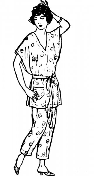 Vintage Pajama Lady coloring page image