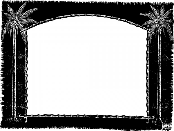 Vintage Palm Tree Frame coloring page image