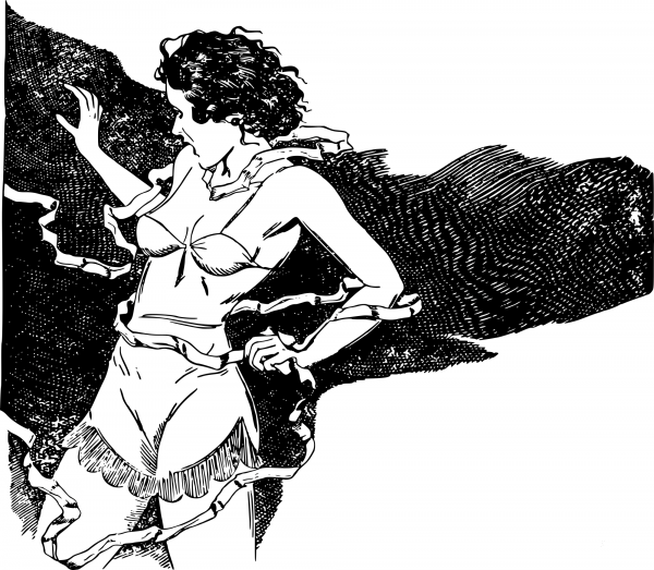 Vintage Panic Lady coloring page image