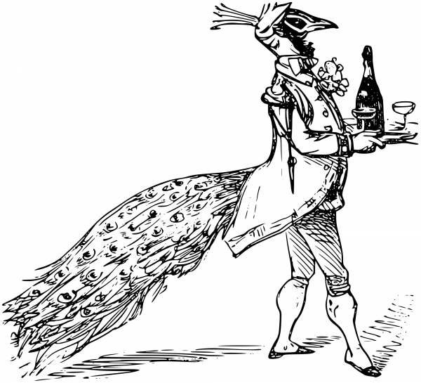 Vintage Peacock Servant coloring page image