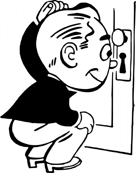 Vintage Peeping in Keyhole coloring page image