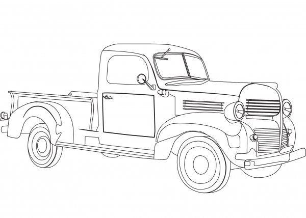 Vintage Pickup Truck coloring page image