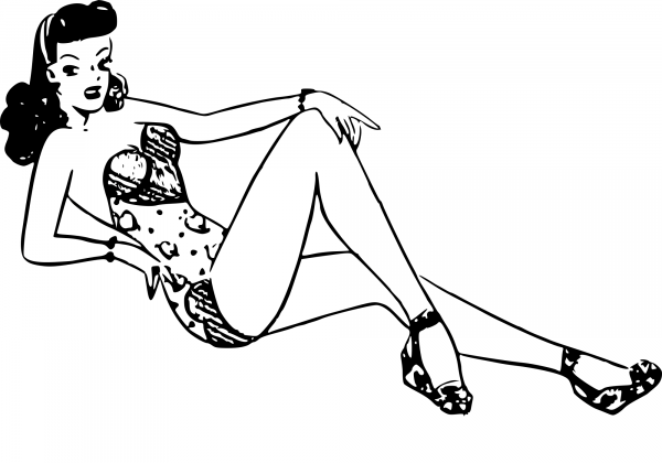 Vintage Pinup Queen coloring page image