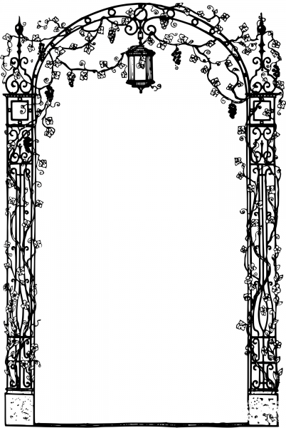 Vintage Plant Decorative Frame coloring page image