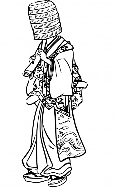 Vintage Playing a Shakuhachi coloring page image
