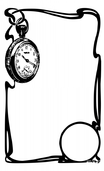 Vintage Pocket Watch Frame coloring page image