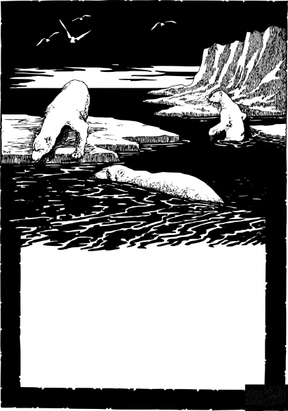 Vintage Polar Bears Frame coloring page image