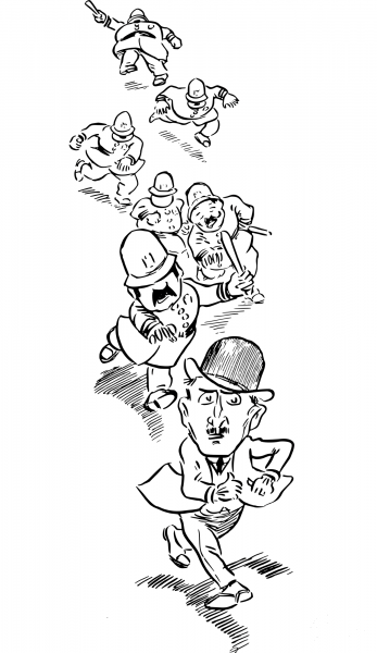 Vintage Police Chase coloring page image