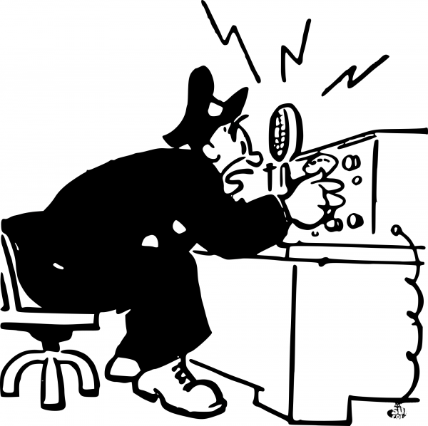 Vintage Police Radio Operator coloring page image