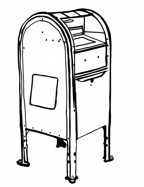 Vintage Post Office Box coloring page image