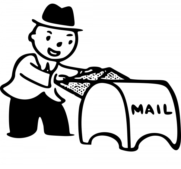 Vintage Posting a Letter coloring page image